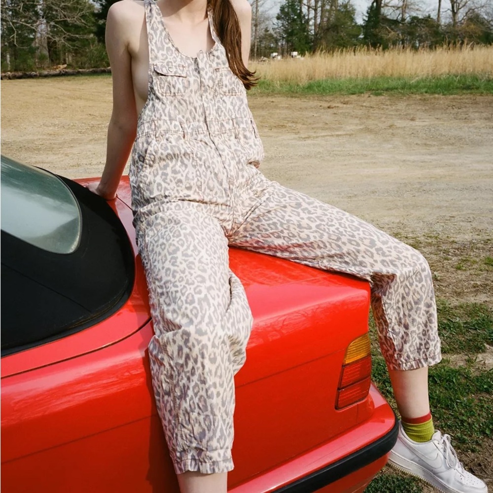 Urban Outfitters Camille Leopard Print Overalls